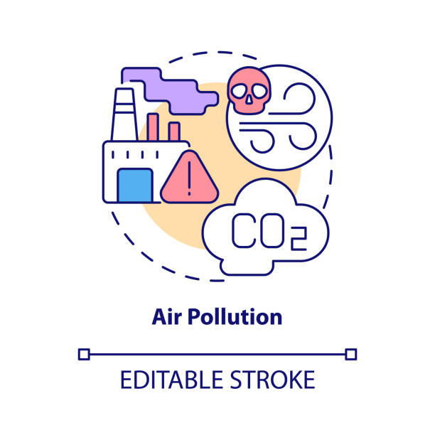 значок концепции загрязнения воздуха - non polluting stock illustrations