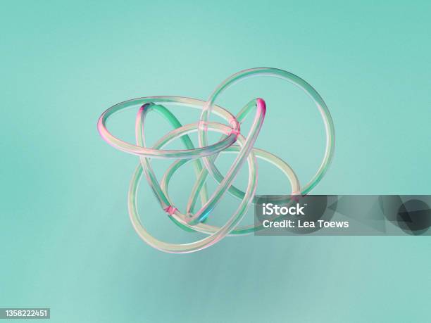 3d Rendered Composition Of Transparent Ring And Spheres On A Green Background Illustration For Abstract Minimalism Harmony Or Circles Visualization For Information Stock Photo - Download Image Now