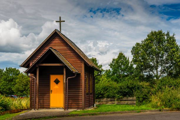istock wooden chapel on rest area in Germany 1358224052