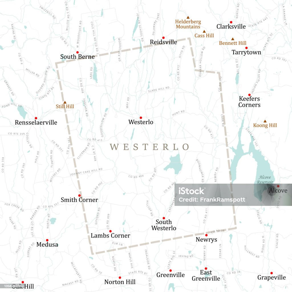 Нью-Йорк Олбани Вестерло Векторная дорожная карта - Векторная графика Альков роялти-фри