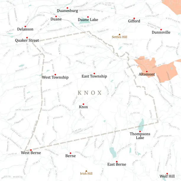 Vector illustration of NY Albany Knox Vector Road Map