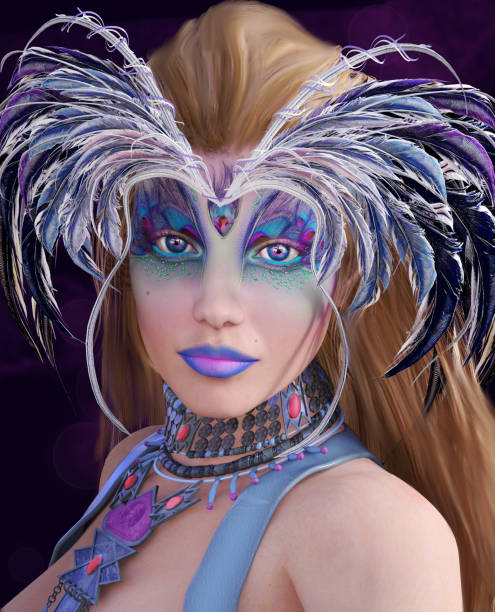 istock Blonde lady at the carnival party 1358231696