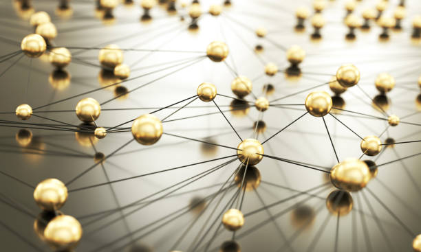 istock Golden dots and lines connection 1358232371