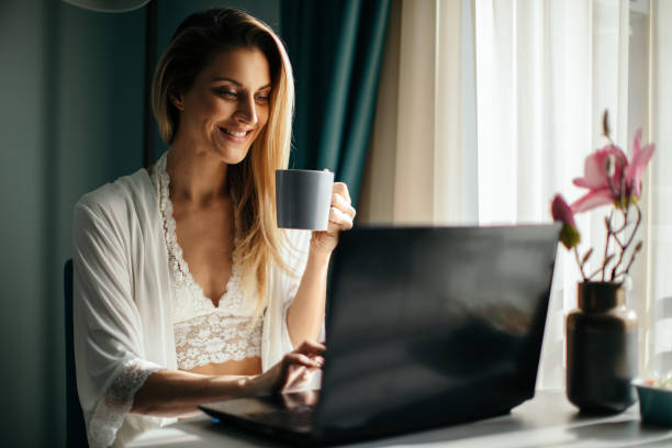 istock Young woman working at home 1358235288
