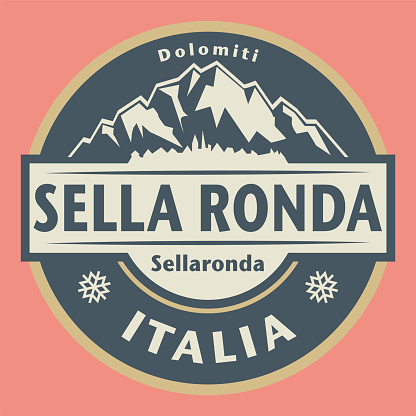 Abstract stamp or emblem with the name of Sella Ronda, Italy, vector illustration