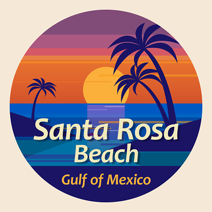 Santa Rosa Beach, Florida, abstract stamp or emblem