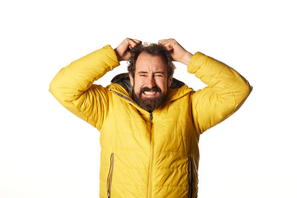 istock Stylish bearded man crying. Unhappy guy man have depression. Sad expression, depression, despair concept 1358240594