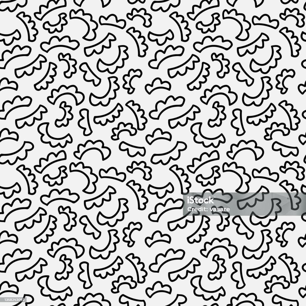 Seamless Ruffles Pattern Abstract Hand Drawn Seamless Pattern With Ruffles Shape Elements Black ...