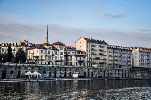 Quayside Buildings Of Po River In Turin, Italy