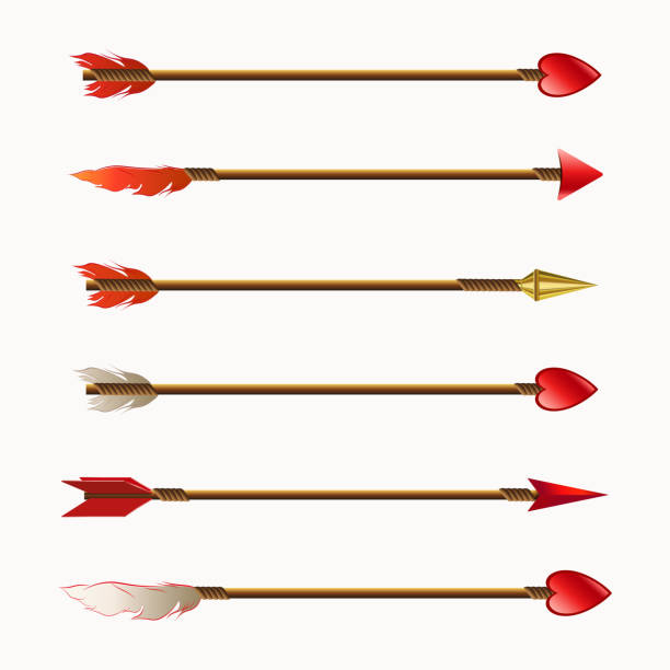 istock A set of excellent arrows, gold and red tips with feathers 1358246365