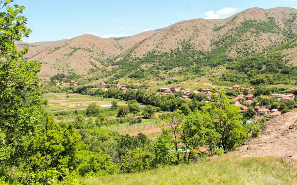 View of the village of Srbovac on Kosovo stock photo
