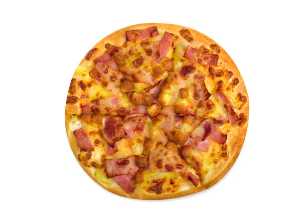 istock Delicious Pizza Hawaiian on white background 1358253593