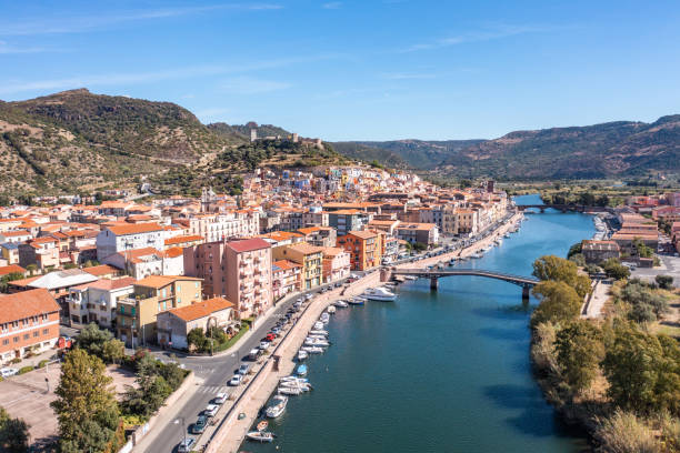 istock Drone view of Bosa town in Sardinia 1358253635