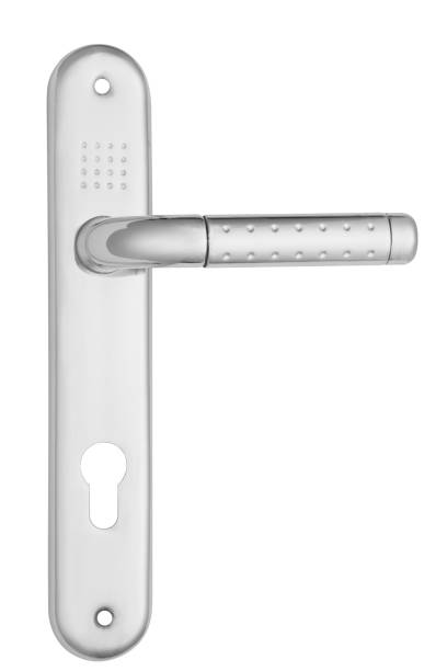 istock Metal door handle , Silver steel door handle 1358255122