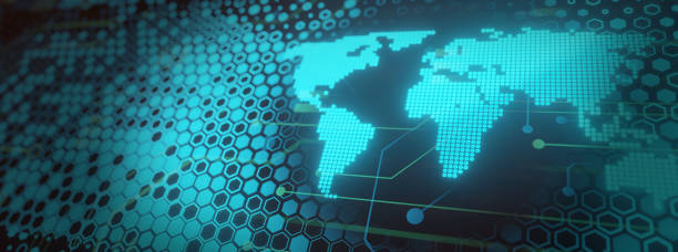 istock World map digital technology global network concept with futuristic effect. 1358255715