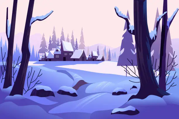 Vector illustration of Beautiful Winter landscape