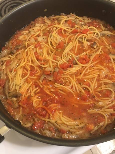 Spaghetti Cooking stock photo