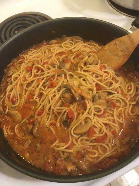 Spaghetti Cooking stock photo