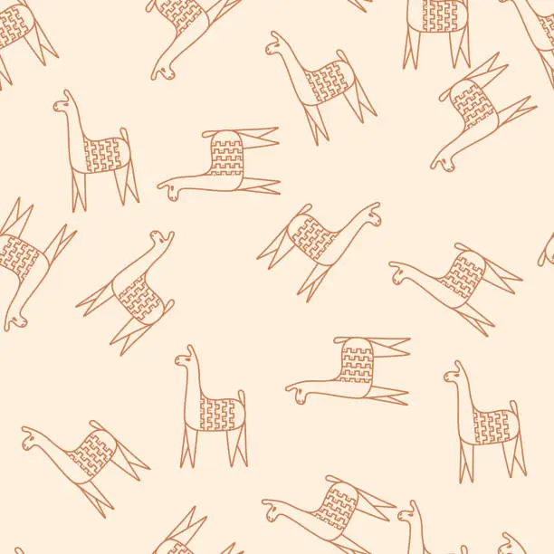 Vector illustration of Seamless pattern with llama animals. Vector background for children's fabric, textiles. Packaging for wool, knitted clothes