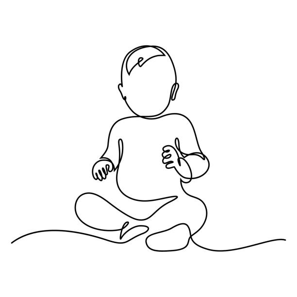 Toddler sitting vector art illustration