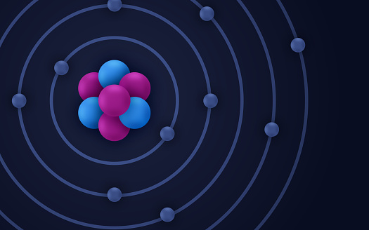 Molecule atom proton neutron electron scientific background design.