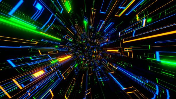 istock 3D Render. Abstract futuristic geometric shapes background 1358262042