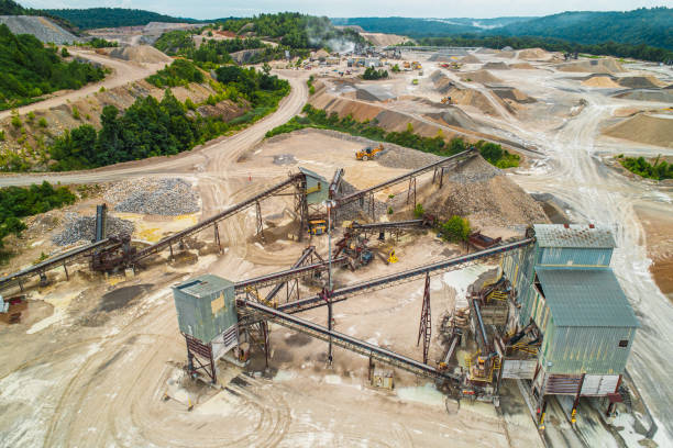 istock Massive Ohio River Valley Crushed Rock Quarry Aerial View 1358266072