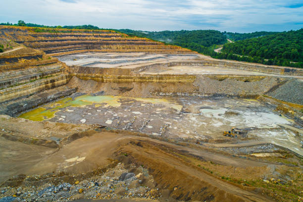 istock Massive Ohio River Valley Crushed Rock Quarry Aerial View 1358266119