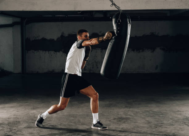 istock Young boxer in gloves 1358267071