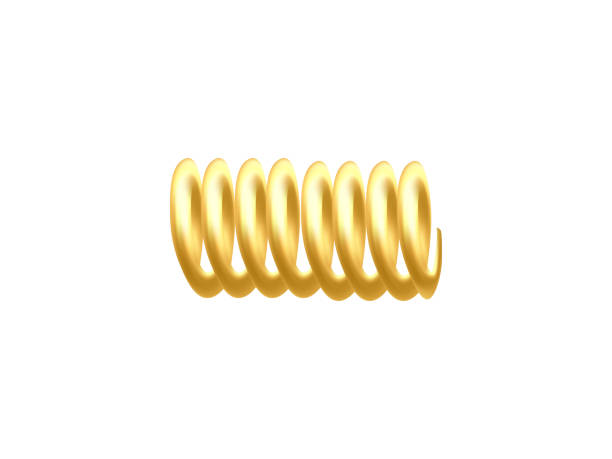 istock Template of twisted spiral golden spring, realistic vector illustration isolated. 1358278731