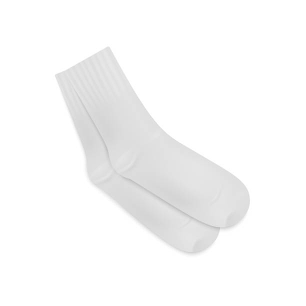 istock Long blank socks vector mockup. Pair of white sport socks, ankle middle length, 3d realistic template for your design. 1358282479