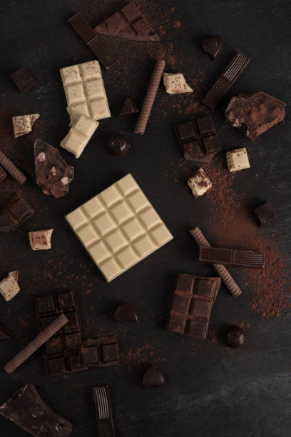 istock Assortment of different types of chocolate bars crashed into pieces 1358283644