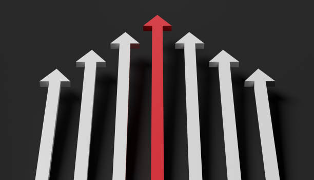 istock Leadership concept. One red leader arrow leading team forward 1358284660