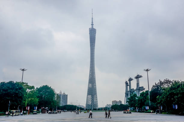 Guangzhou, China - May 24, 2019: Lonely huge tower in the city center