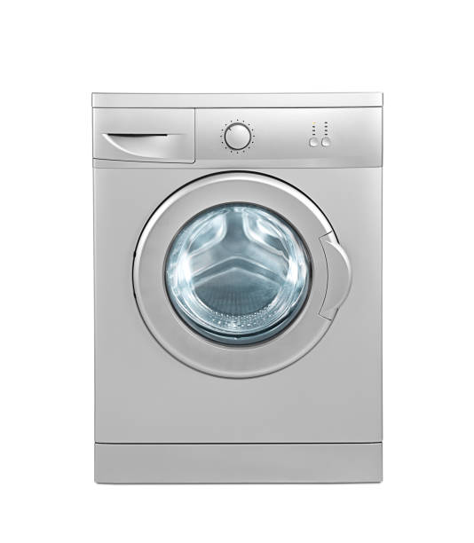 washing machine with clipping path - studio shot technology ideas metal imagens e fotografias de stock