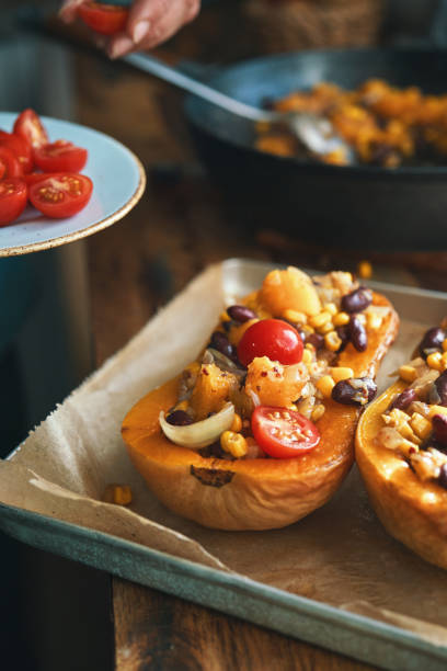 istock Preparing Burrito Butternut Squash Boats 1358302833