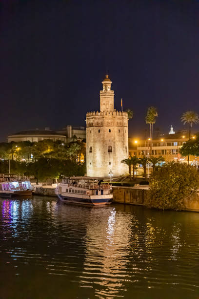 istock Torre del Oro (Tower of Gold) by night, Seville, Spain. 1358312791
