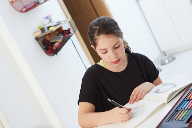 istock Girl Drawing at Home 1358314203