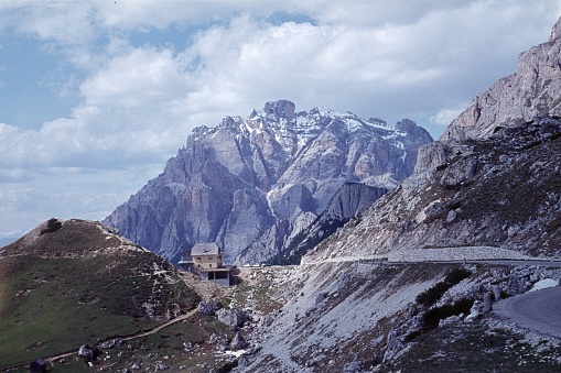 South Tyrol, Italy, 1975. Alpine road near Cassiano.