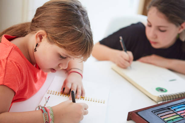 istock Girls Drawing at Home 1358314245