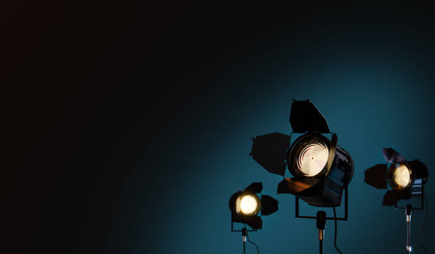 studio lights background for movie or television concept. 3d rendering - hollywood imagens e fotografias de stock