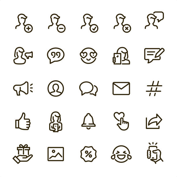 illustrations, cliparts, dessins animés et icônes de communications sociales - icônes de ligne pixel perfect - square shape plus sign mathematical symbol social networking
