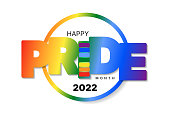 istock Pride month rainbow colors round  sticker on white background. LGBT, sexual minorities, gays and lesbians holiday. Banner, poster, placard designer. Vector illustration 1358321181