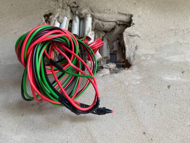 istock Interior view of a electrical box with wiring in a cement beams new home under construction 1358322304