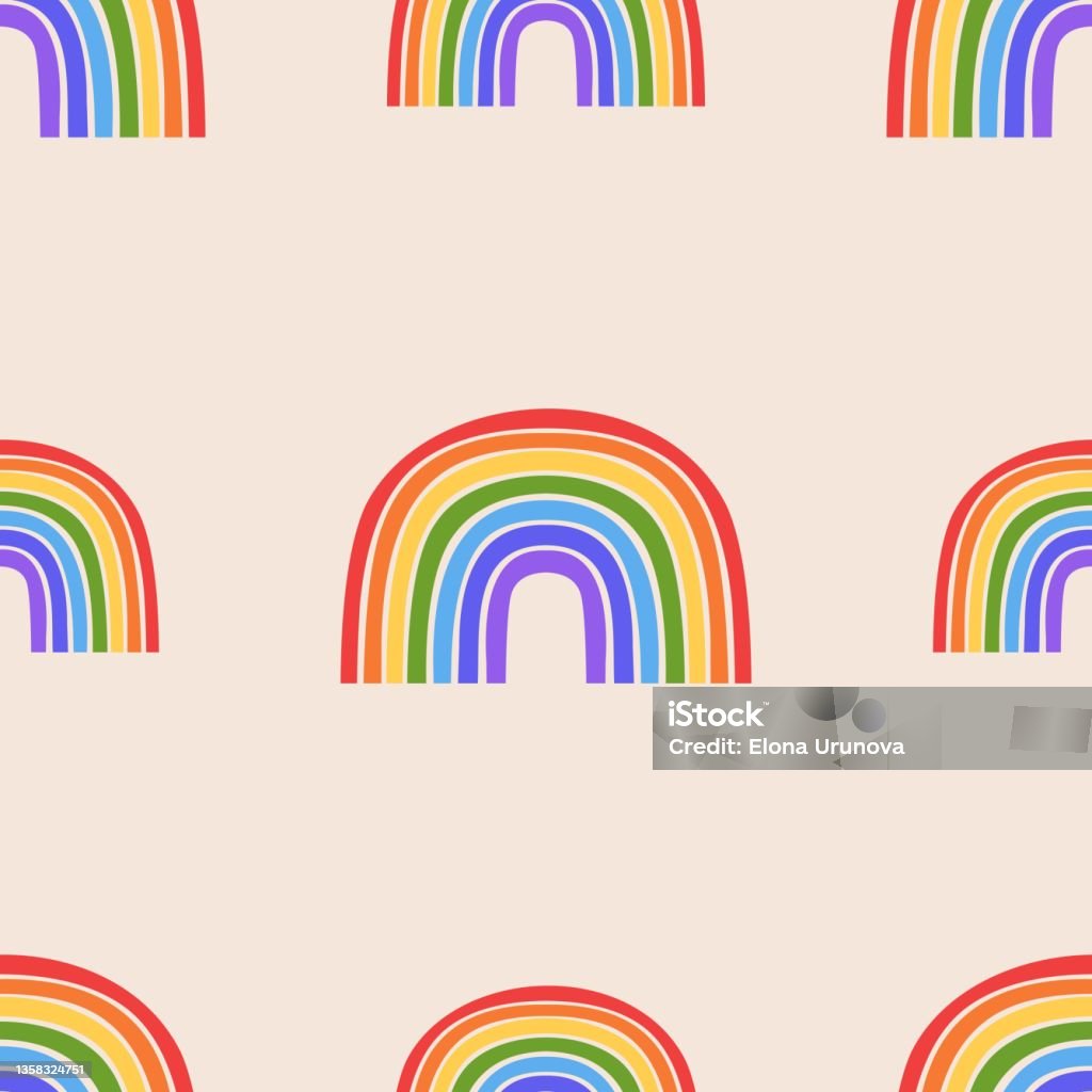 Rainbow Vector Pattern With Rainbows Stock Illustration - Download ...