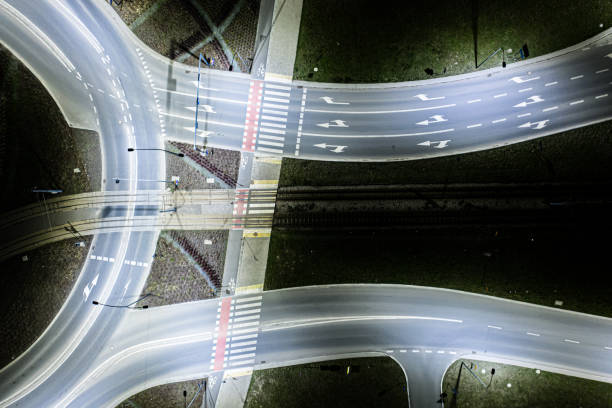 istock Arial top view of Modern transportation with Expressway, Road an 1358325970