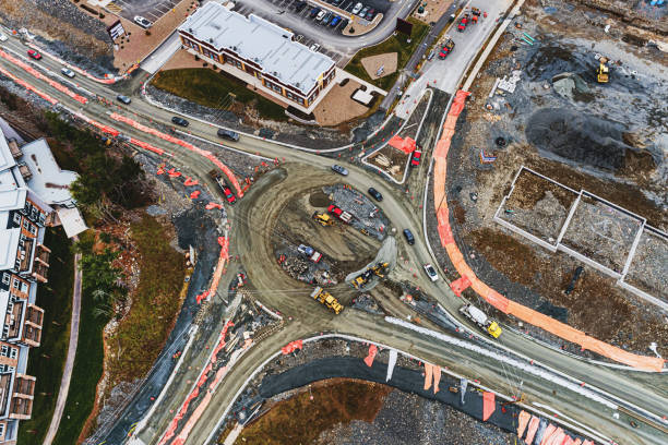 istock Aerial View of Construction Site 1358326377