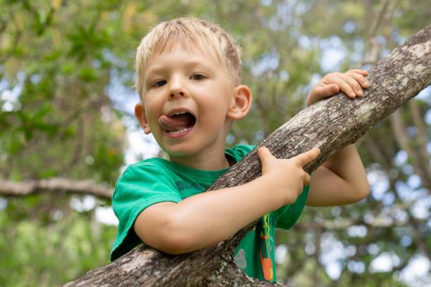 istock A happy little kid playing outdoor and making funny faces. 1358327017