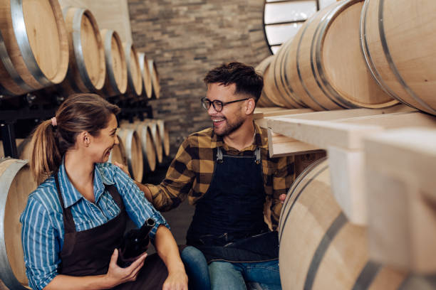 istock Young couple running the business in their winery 1358329447