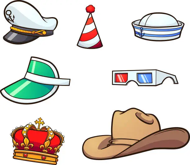 Vector illustration of Cartoon hats